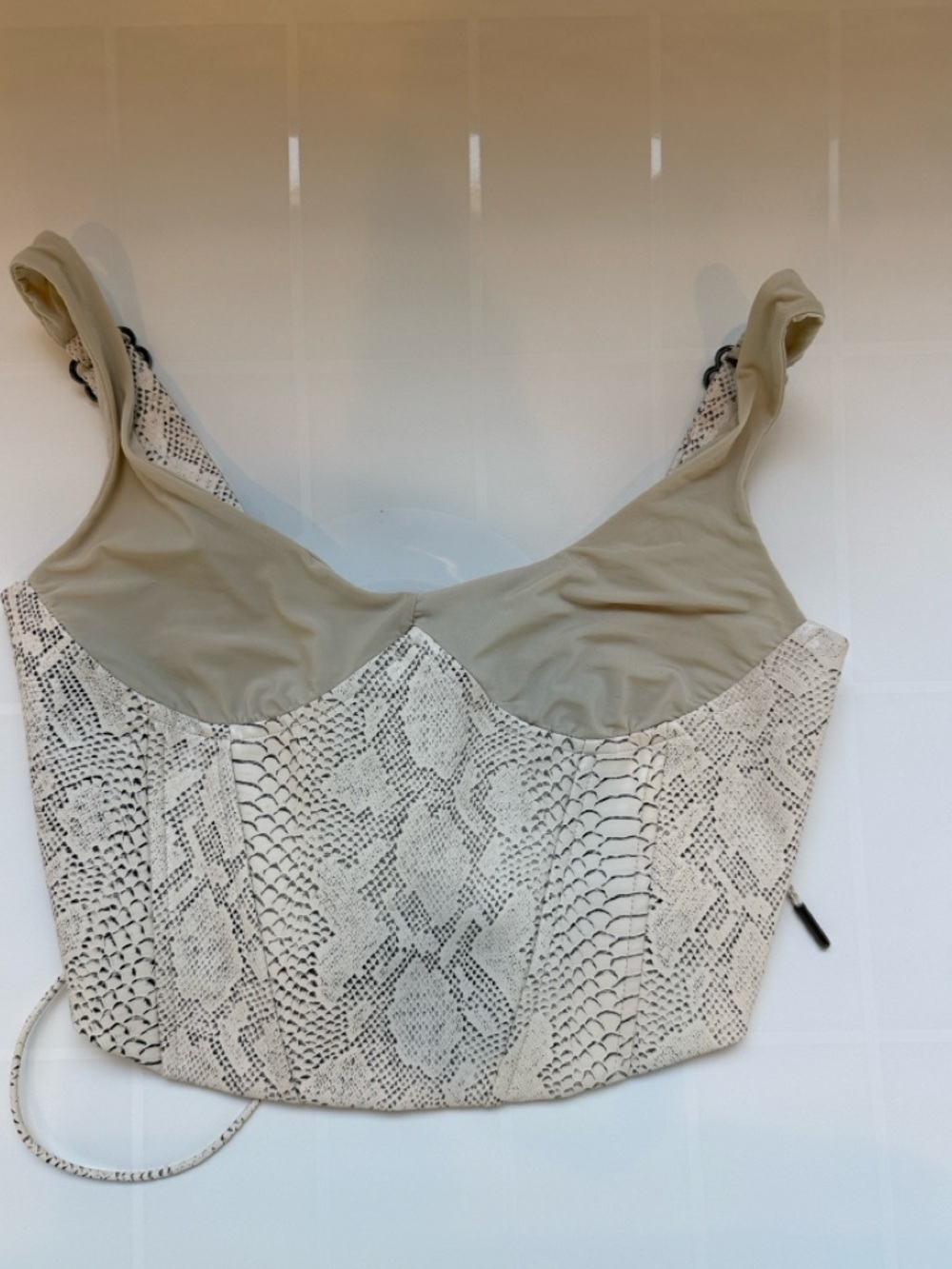 Naked Wardrobe snakeskin-patterned, corset-style crop top